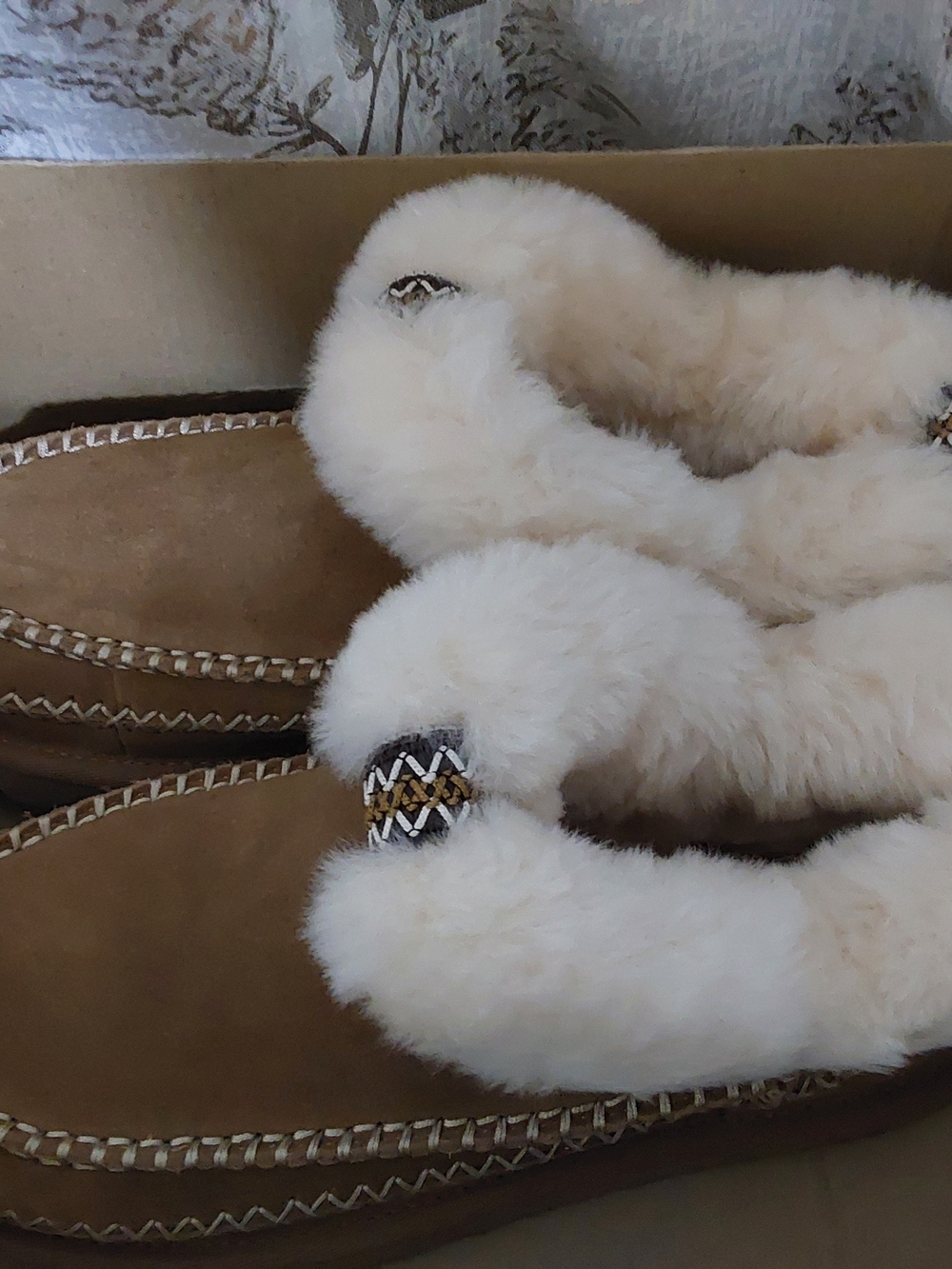 UGG Tan Suede Slipper Boots with Cream Shearling Cuff - Picture 14 of 15